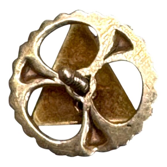 Vintage 14K Solid Gold Masonic Square & Compasses Blue Enamel Lapel Pin 0.71g - Picture 2 of 7